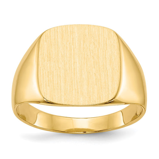 14k 15.0x13.5mm Closed Back Men's Signet Ring