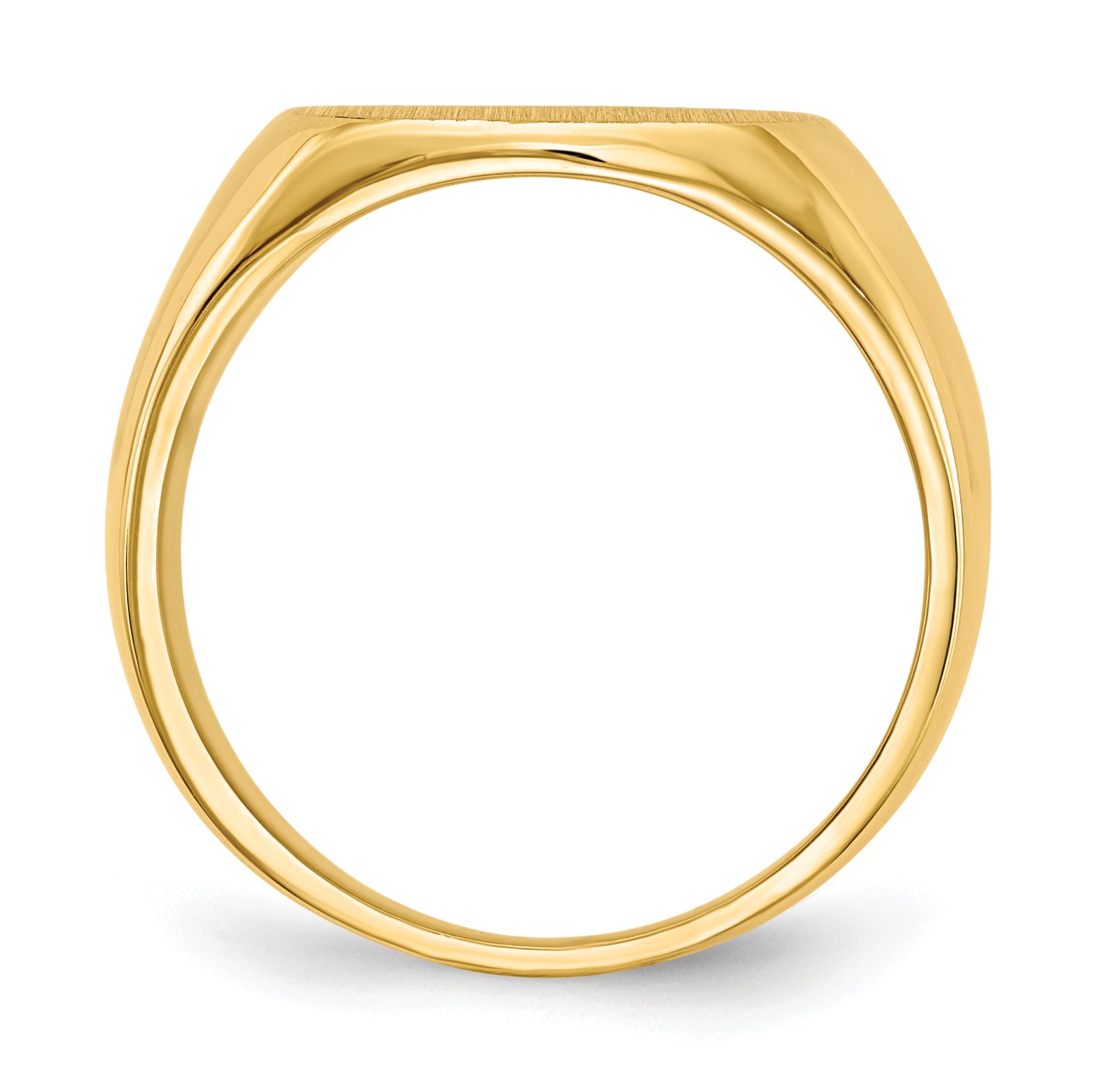 14k 15.5x14.0mm Cushion Closed Back Mens Signet Ring