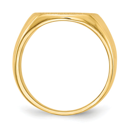 14k 15.5x14.0mm Cushion Closed Back Mens Signet Ring
