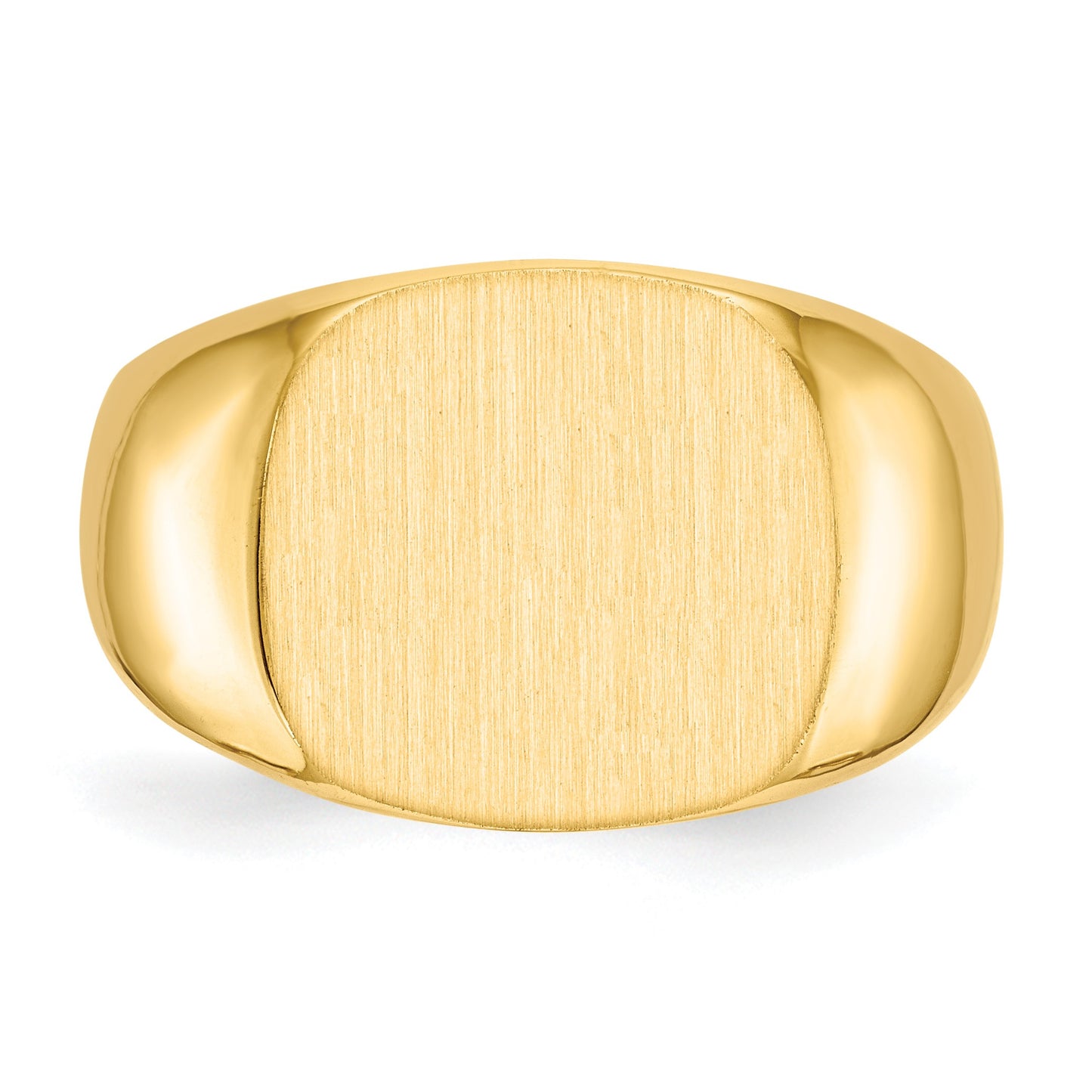 14k 15.5x14.0mm Cushion Closed Back Mens Signet Ring