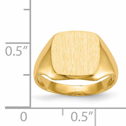 14k 10.0x10.0mm Cushion Open Back Signet Ring