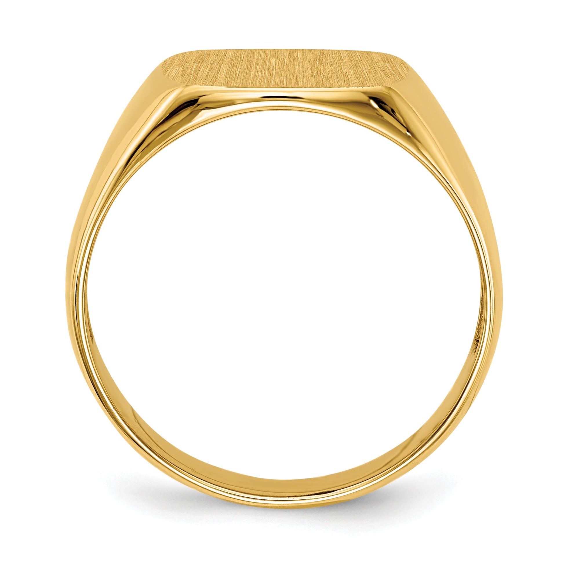 14k 12.5x12.5mm Cushion Open Back Mens Signet Ring