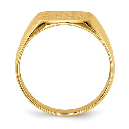 14k 12.5x12.5mm Cushion Open Back Mens Signet Ring