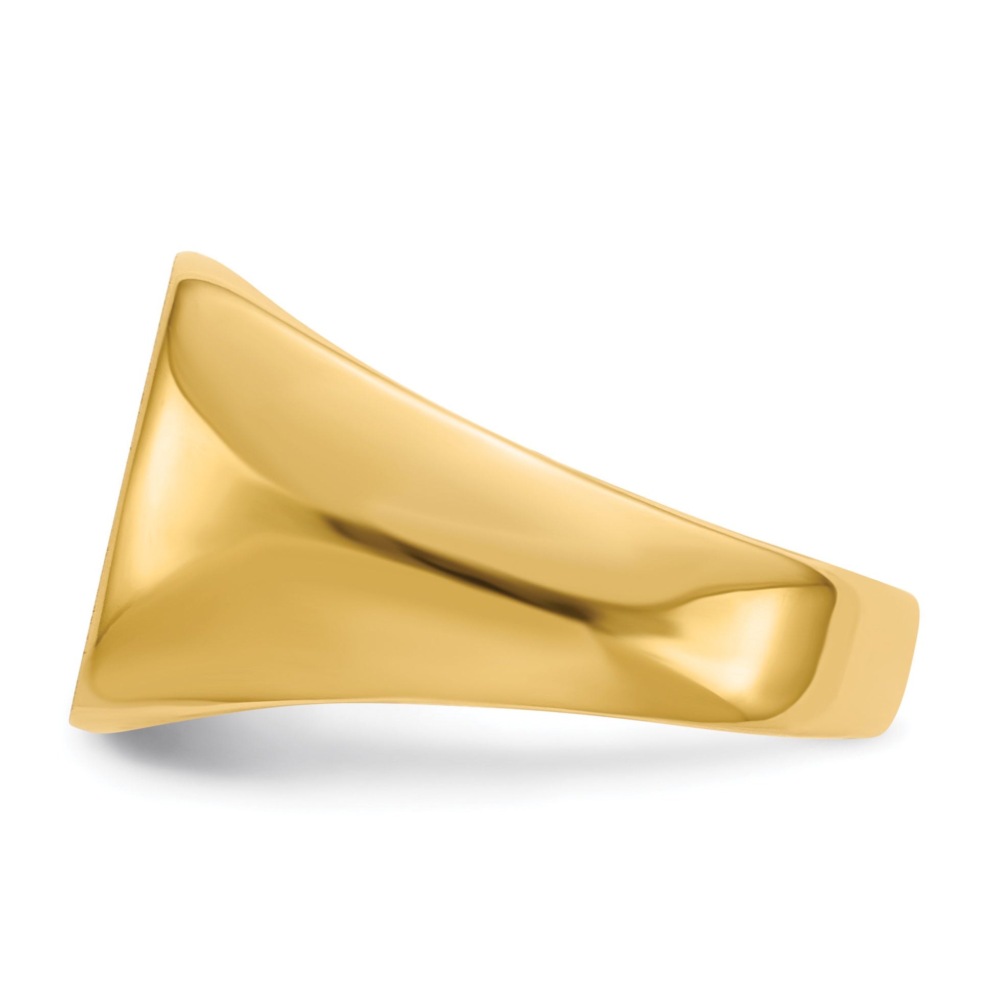 14k 12.5x12.5mm Cushion Open Back Mens Signet Ring