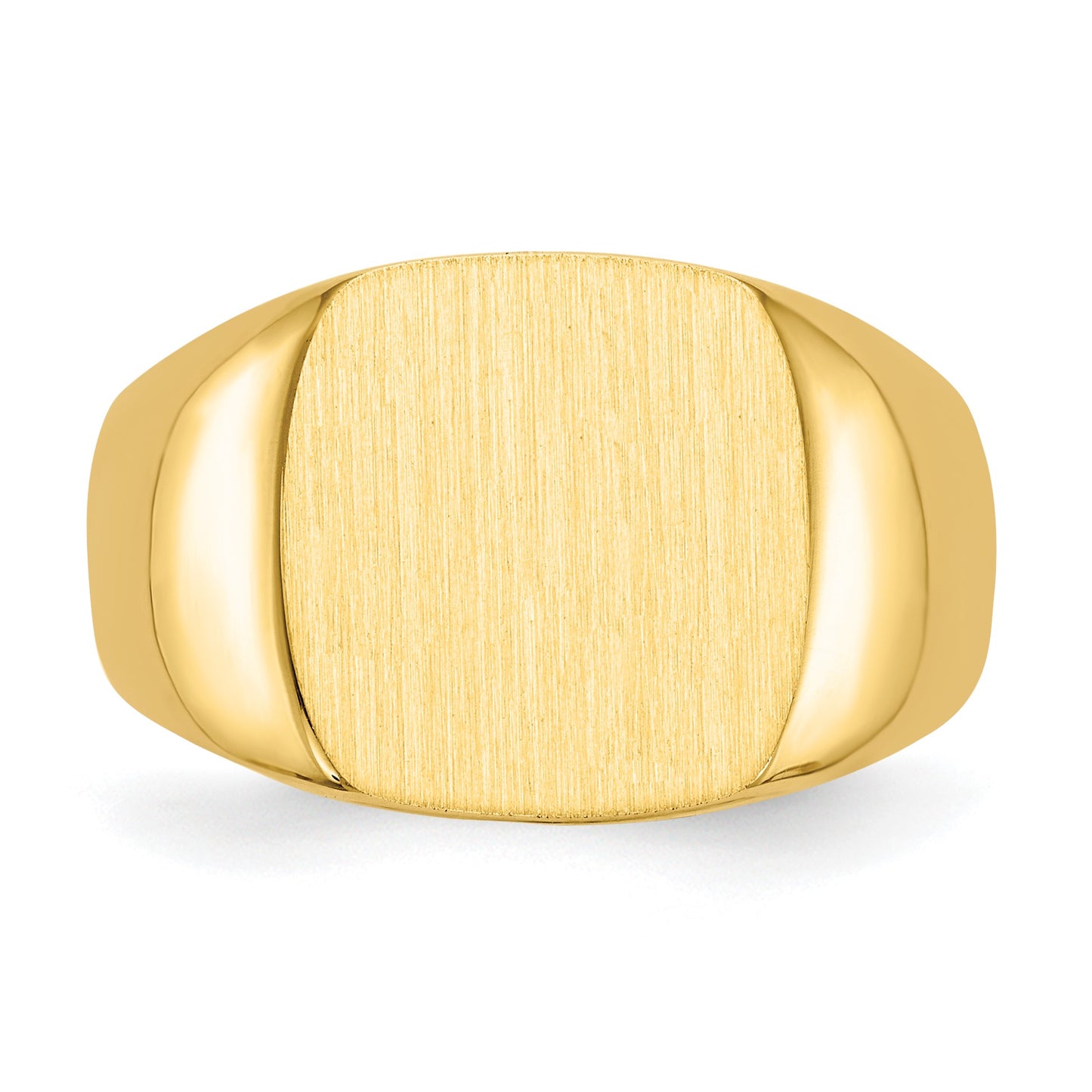 14k 12.5x12.5mm Cushion Open Back Mens Signet Ring