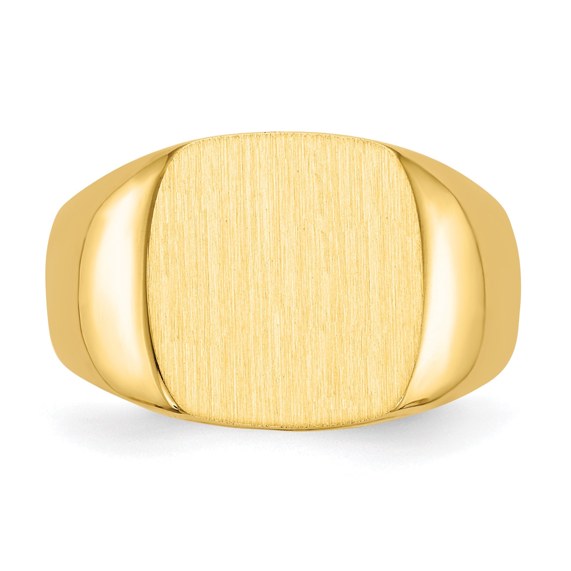 14k 12.5x12.5mm Cushion Open Back Mens Signet Ring