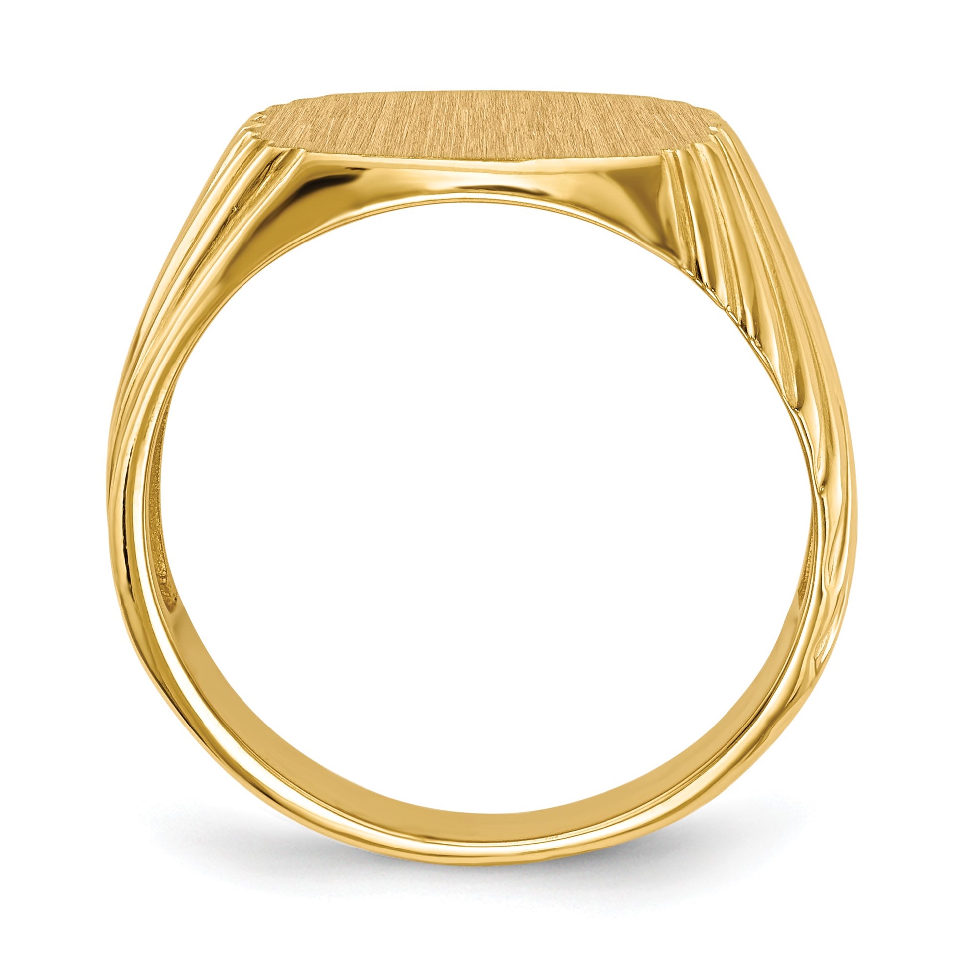 14k 13.5x13.5mm Cushion Open Back Mens Signet Ring