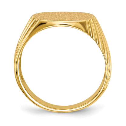 14k 13.5x13.5mm Cushion Open Back Mens Signet Ring