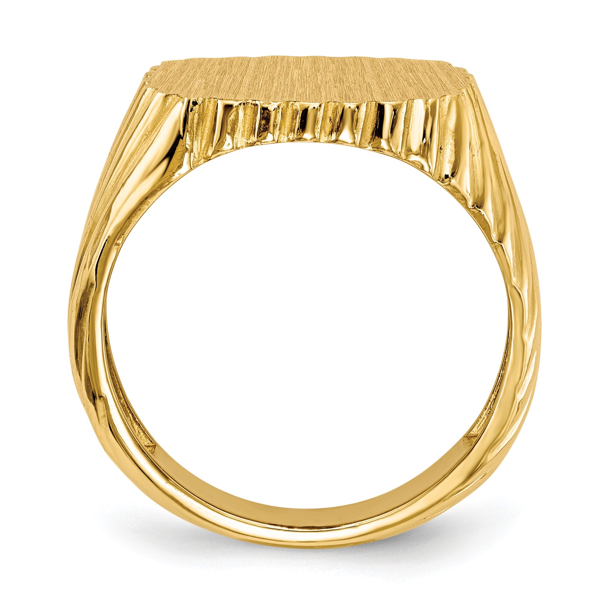 14k 16.5x18.0mm Cushion Open Back Mens Signet Ring