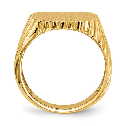 14k 16.5x18.0mm Cushion Open Back Mens Signet Ring