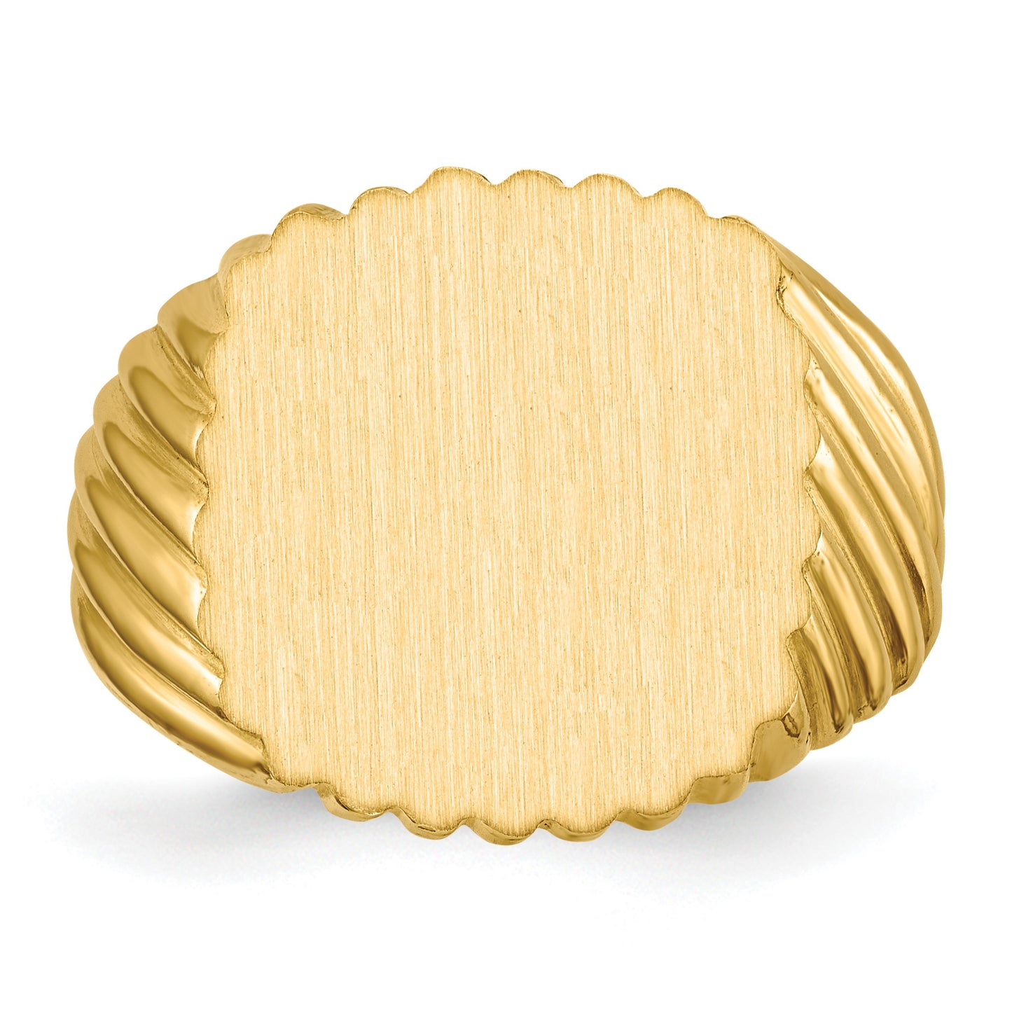 14k 16.5x18.0mm Cushion Open Back Mens Signet Ring