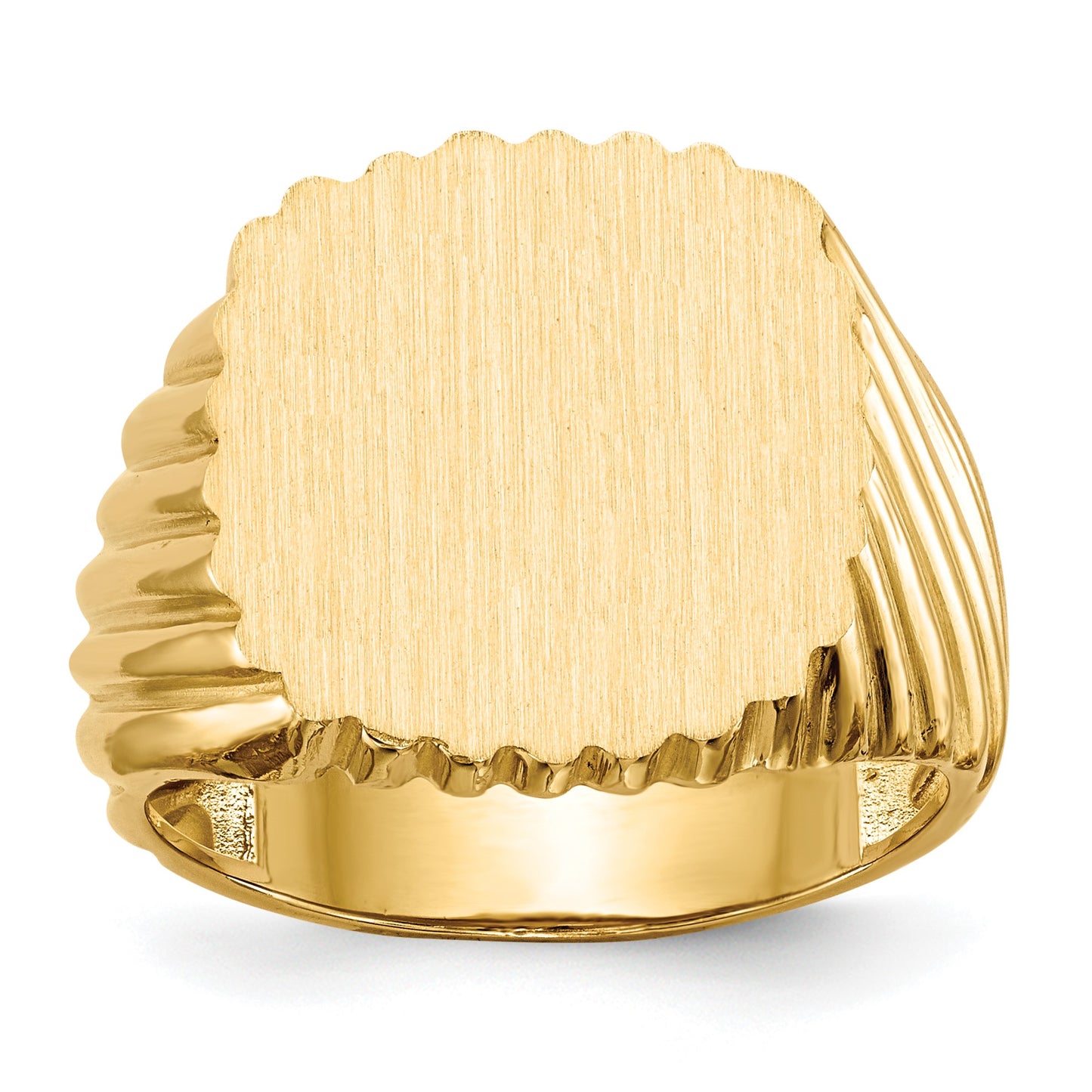 14k 16.5x18.0mm Cushion Open Back Mens Signet Ring