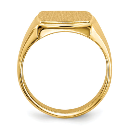 14k 13.0x14.5mm Rectangle Closed Back Mens Signet Ring