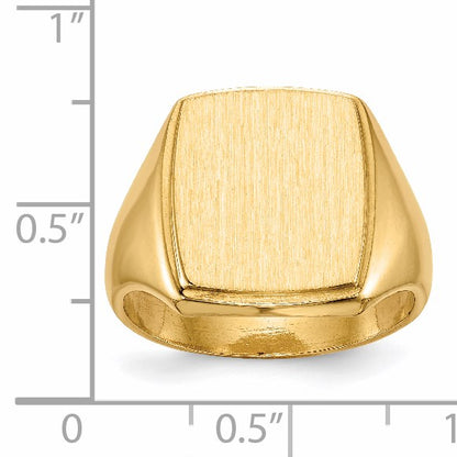 14k 13.0x14.5mm Rectangle Closed Back Mens Signet Ring