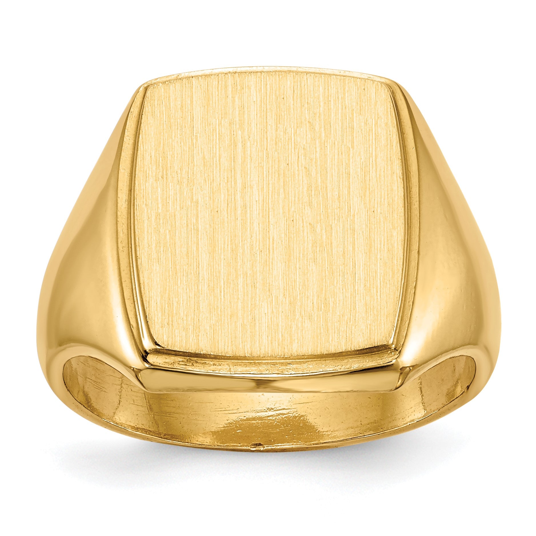 14k 13.0x14.5mm Rectangle Closed Back Mens Signet Ring