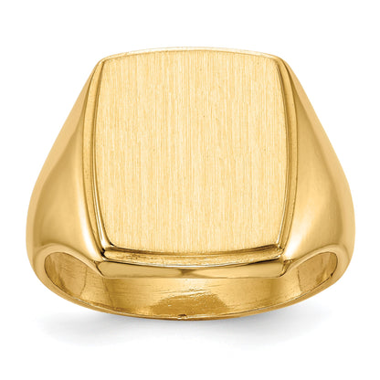 14k 13.0x14.5mm Rectangle Closed Back Mens Signet Ring