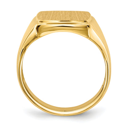 14k 13.0x14.5mm Rectangle Open Back Mens Signet Ring