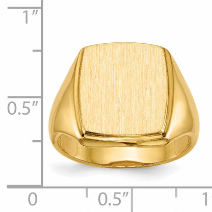 14k 13.0x14.5mm Rectangle Open Back Mens Signet Ring