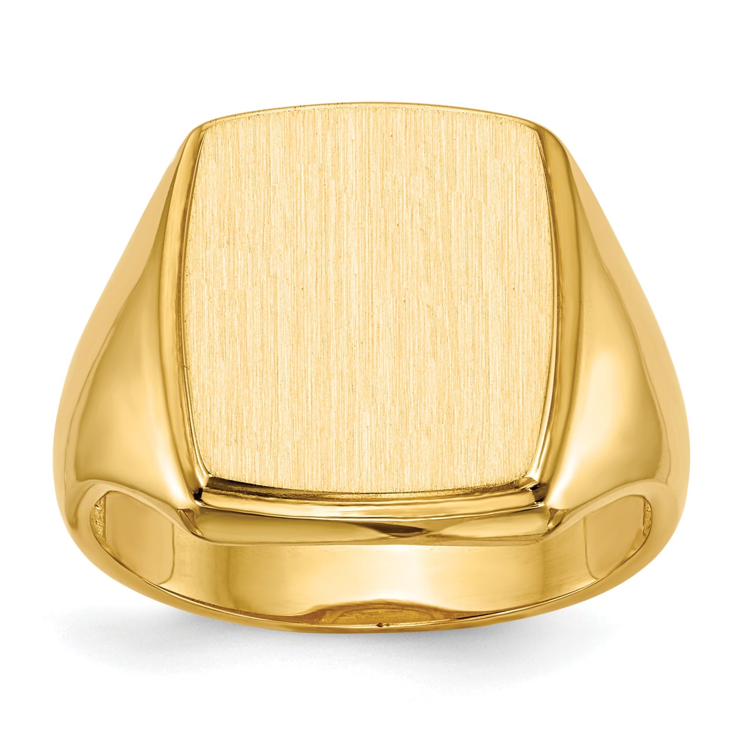 14k 13.0x14.5mm Rectangle Open Back Mens Signet Ring