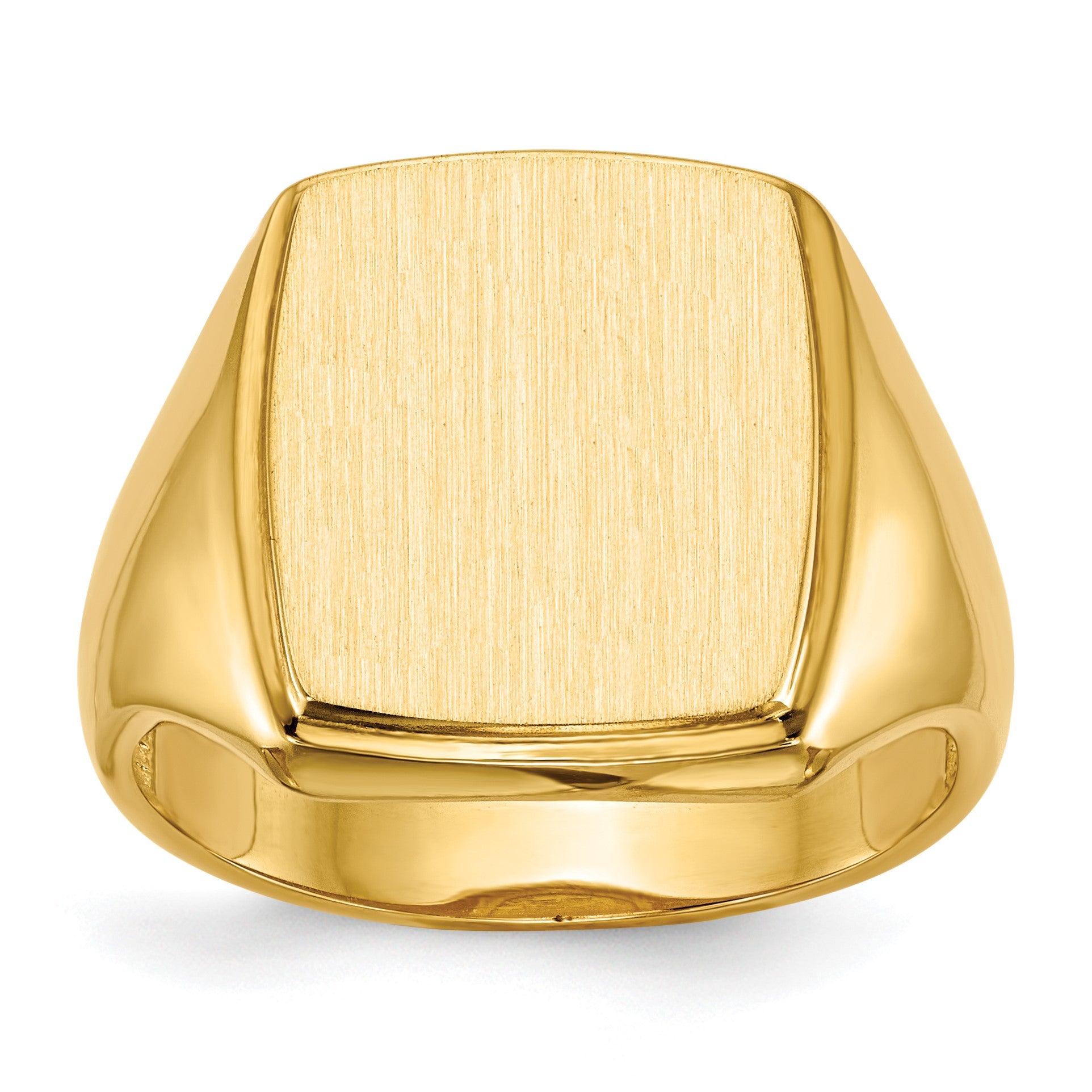 14k 13.0x14.5mm Rectangle Open Back Mens Signet Ring