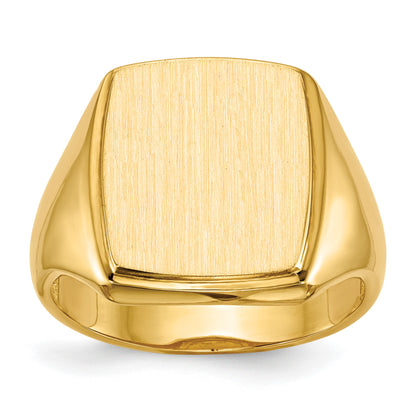 14k 13.0x14.5mm Rectangle Open Back Mens Signet Ring