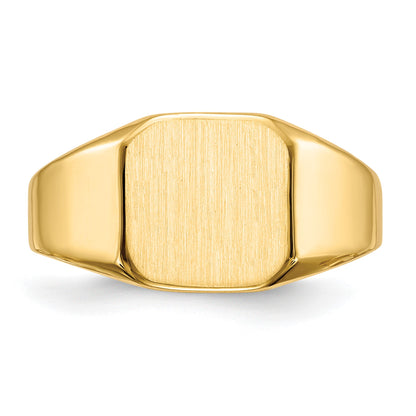 14k 11.0x11.0mm Octagon Closed Back Mens Signet Ring