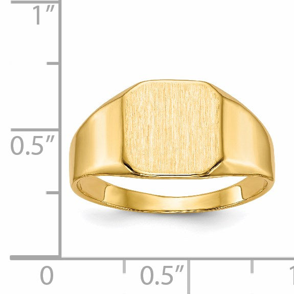 14k 11.0x11.0mm Octagon Closed Back Mens Signet Ring