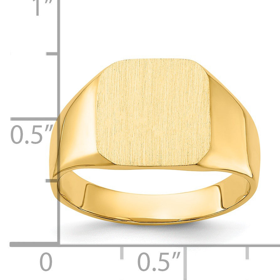 14k 13.0x12.0mm Octagon Closed Back Mens Signet Ring