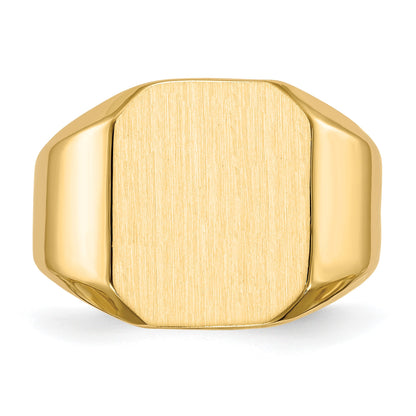 14k 13.0x15.5mm Octagon Closed Back Mens Signet Ring