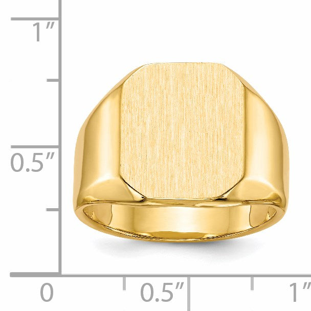 14k 13.0x15.5mm Octagon Closed Back Mens Signet Ring