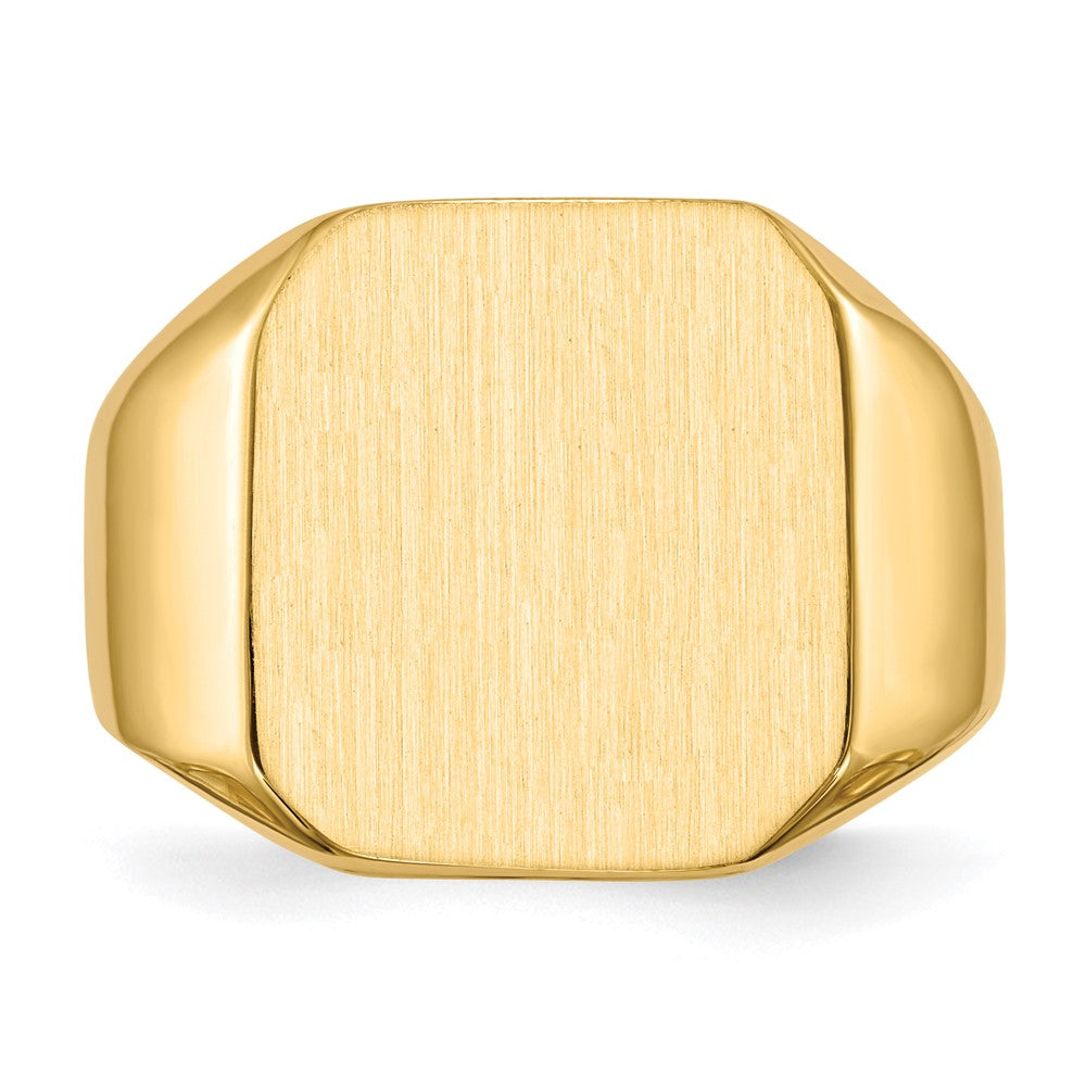 14k 17.0x15.0mm Closed Back Men's Signet Ring