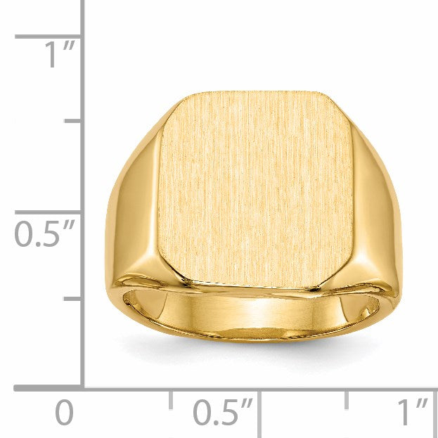 14k 15.0x17.0mm Octagon Closed Back Mens Signet Ring