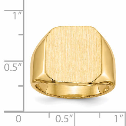 14k 15.0x17.0mm Octagon Closed Back Mens Signet Ring