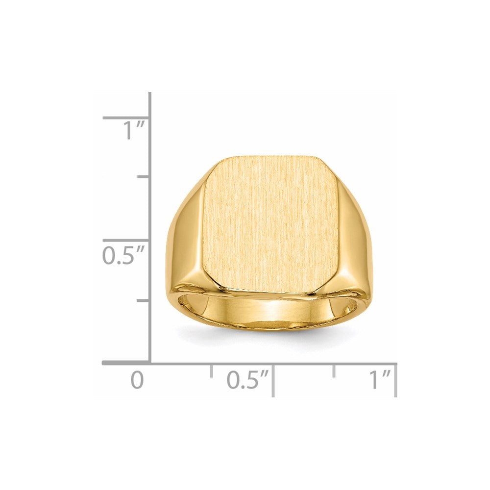 14k 17.0x15.0mm Closed Back Men's Signet Ring