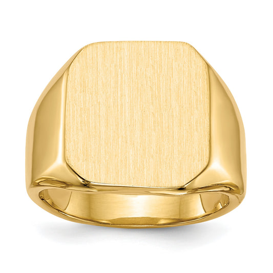14k 15.0x17.0mm Octagon Closed Back Mens Signet Ring