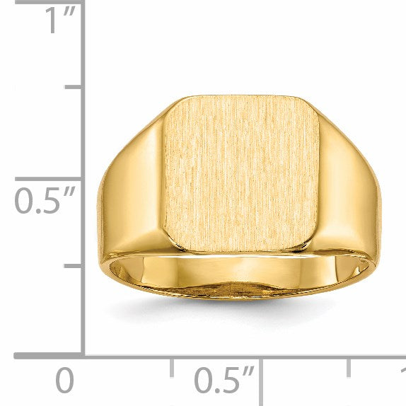 14k 12.5x13.0mm Octagon Open Back Mens Signet Ring