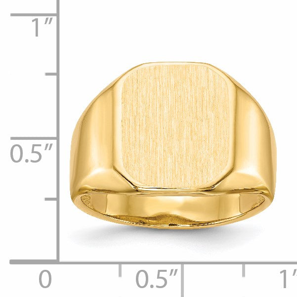 14k 13.0x15.5mm Octagon Open Back Mens Signet Ring