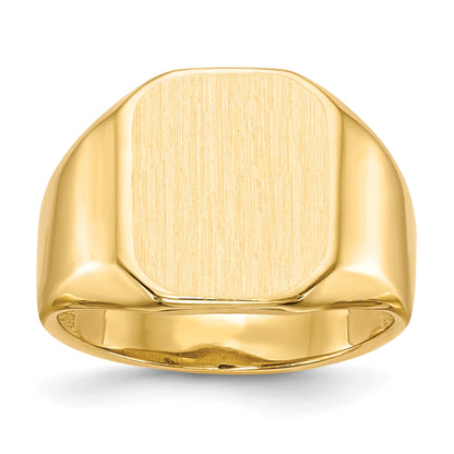 14k 13.0x15.5mm Octagon Open Back Mens Signet Ring