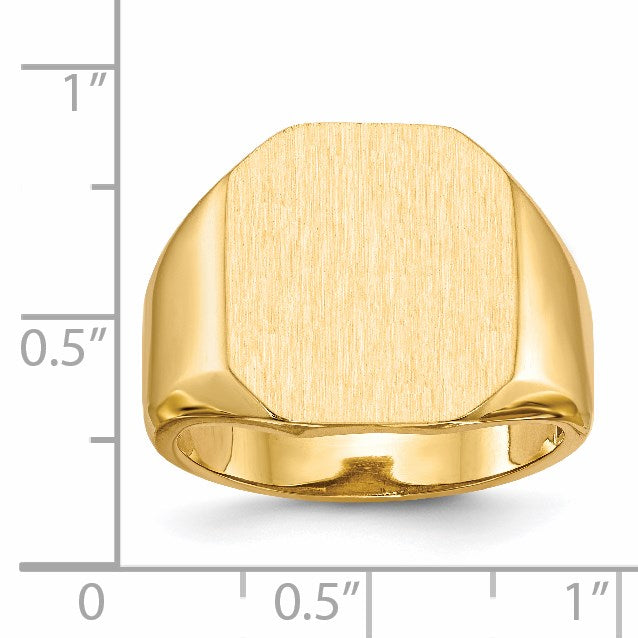 14k 15.0x17.0mm Octagon Open Back Mens Signet Ring