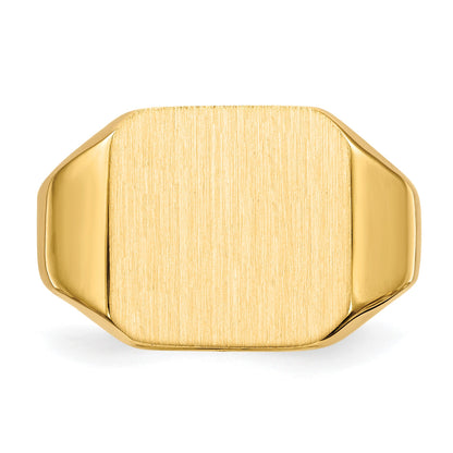 14k 13.0x14.0mm Octagon Closed Back Mens Signet Ring