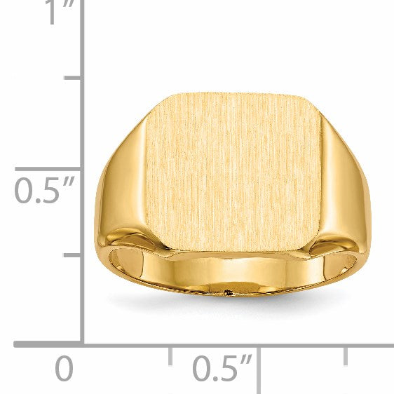 14k 13.0x14.0mm Octagon Closed Back Mens Signet Ring