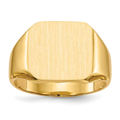 14k 13.0x14.0mm Octagon Closed Back Mens Signet Ring