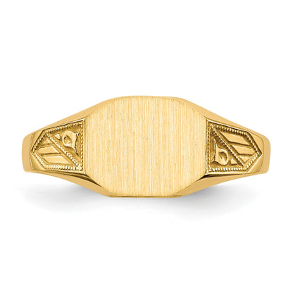 14k 8.5x7.0mm Octagon Closed Back Signet Ring