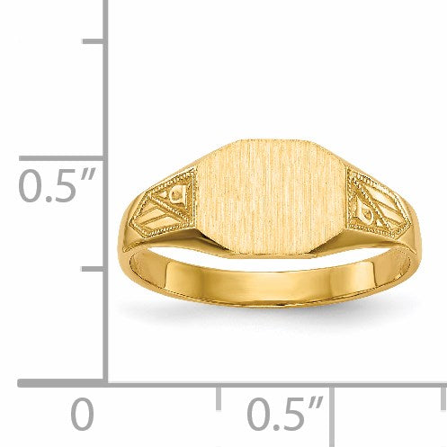 14k 8.5x7.0mm Octagon Closed Back Signet Ring