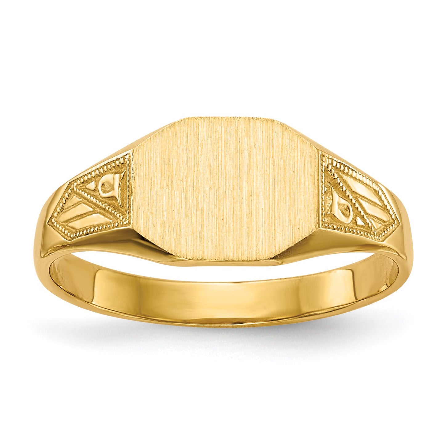 14k 8.5x7.0mm Octagon Closed Back Signet Ring