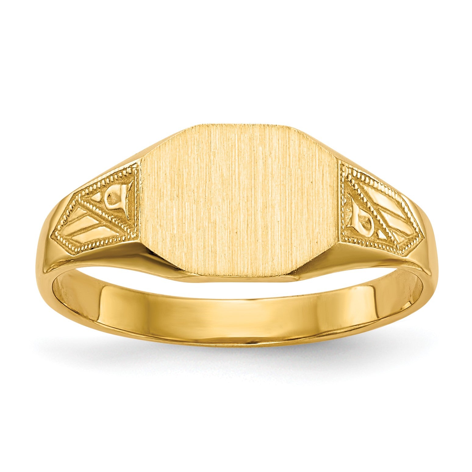 14k 8.5x7.0mm Octagon Closed Back Signet Ring