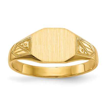 14k 8.5x7.0mm Octagon Closed Back Signet Ring
