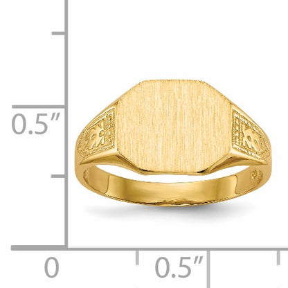 14k 11.0x9.0mm Octagon Open Back Signet Ring