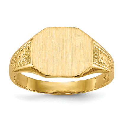 14k 11.0x9.0mm Octagon Open Back Signet Ring