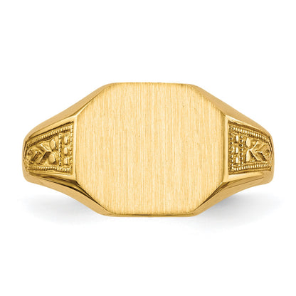 14k 11.0x9.0mm Octagon Open Back Signet Ring